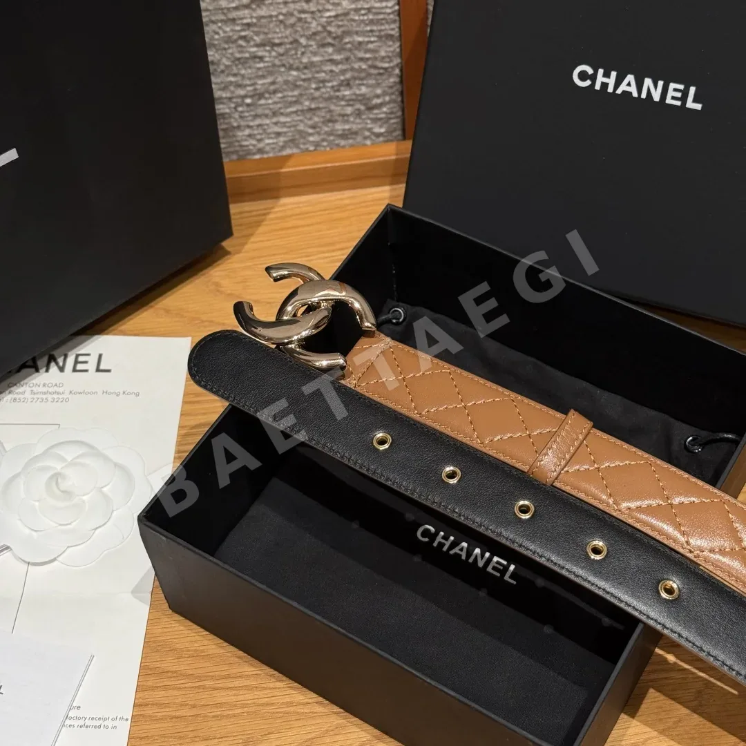 샤넬 램스킨 더블 C 메탈 로고 벨트 상세 이미지 5