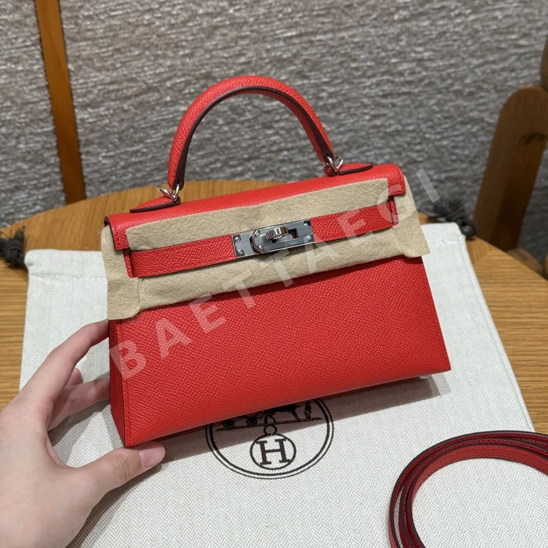 에르메스 미니 켈리 2 써니 레드 가죽 가방 18281