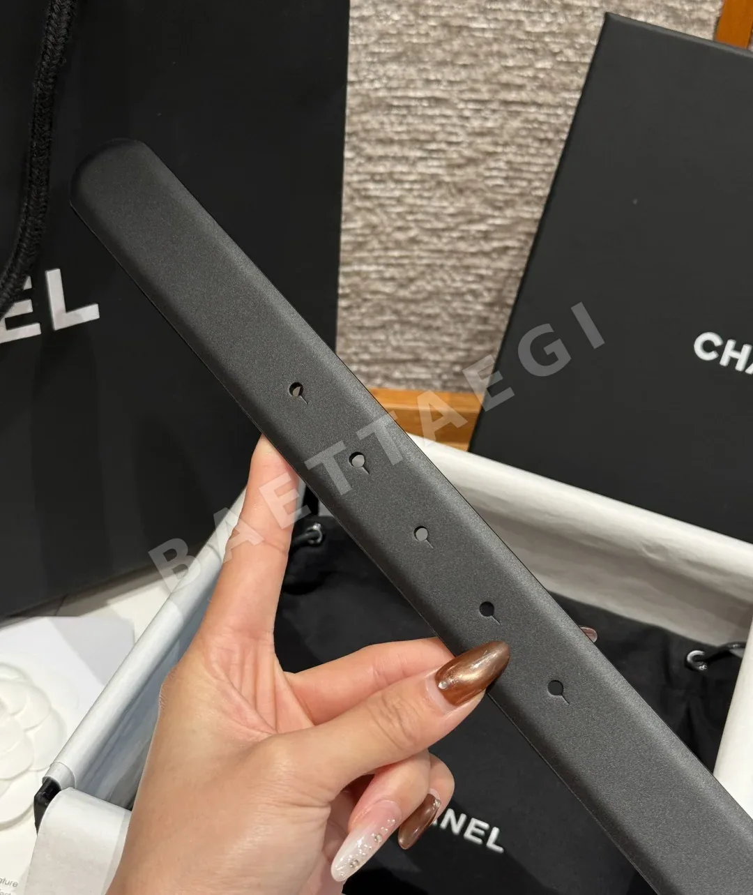 샤넬 더블 C 큐빅 장식 가죽 벨트 상세 이미지 8