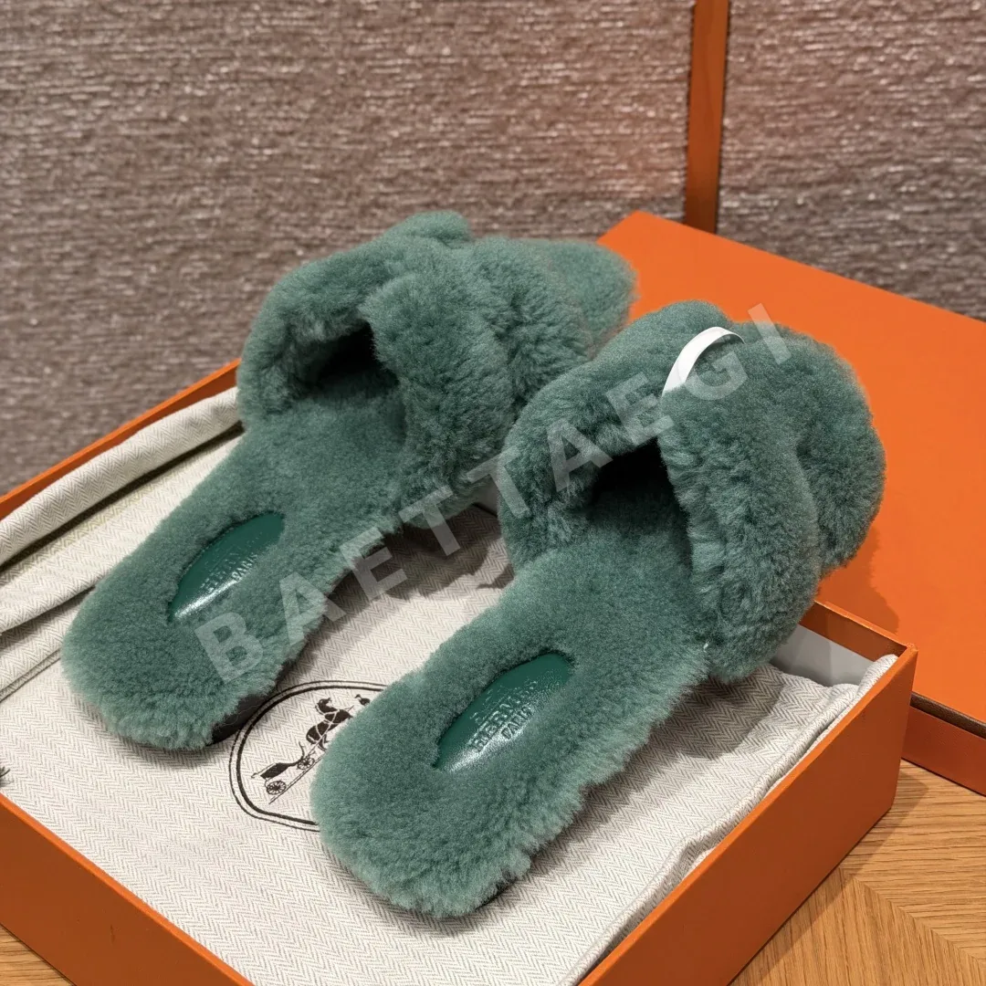 에르메스 오란 샌들 그린 울 가죽 H 컷아웃 상세 이미지 3