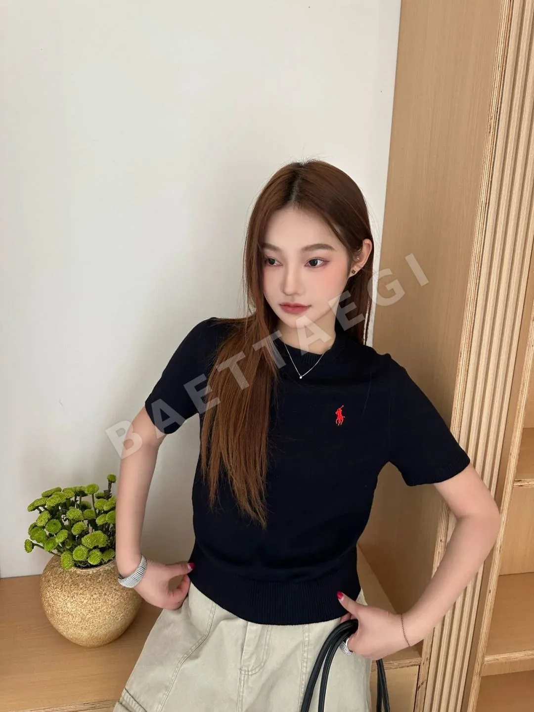 폴로 여성 니트 반팔 티셔츠 상세 이미지 6