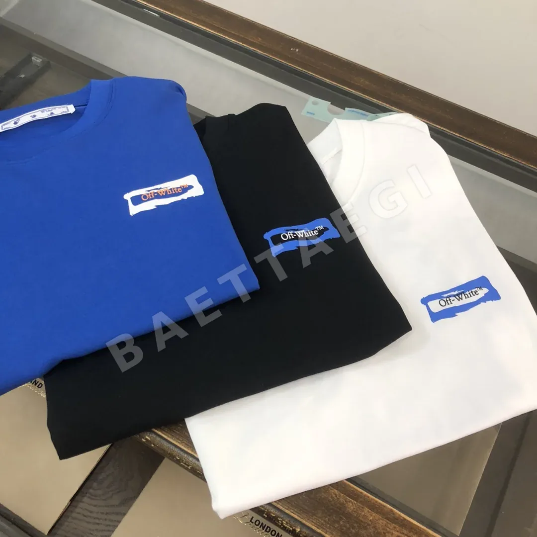 오프화이트 남성 크루넥 반팔 티셔츠 상세 이미지 3
