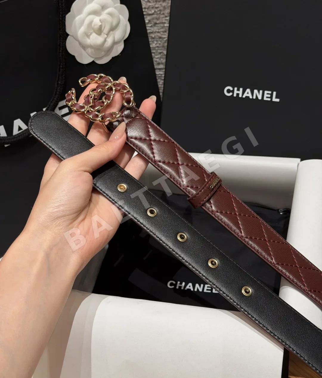 샤넬 더블 C 버클 가죽 벨트 상세 이미지 4