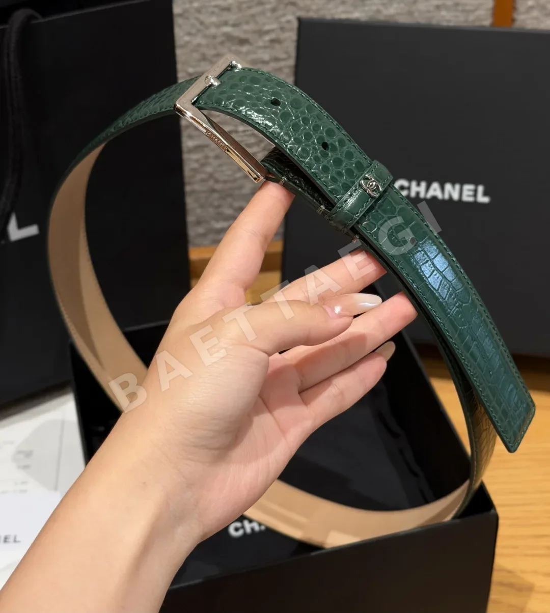 샤넬 악어무늬 가죽 벨트 30mm 상세 이미지 4
