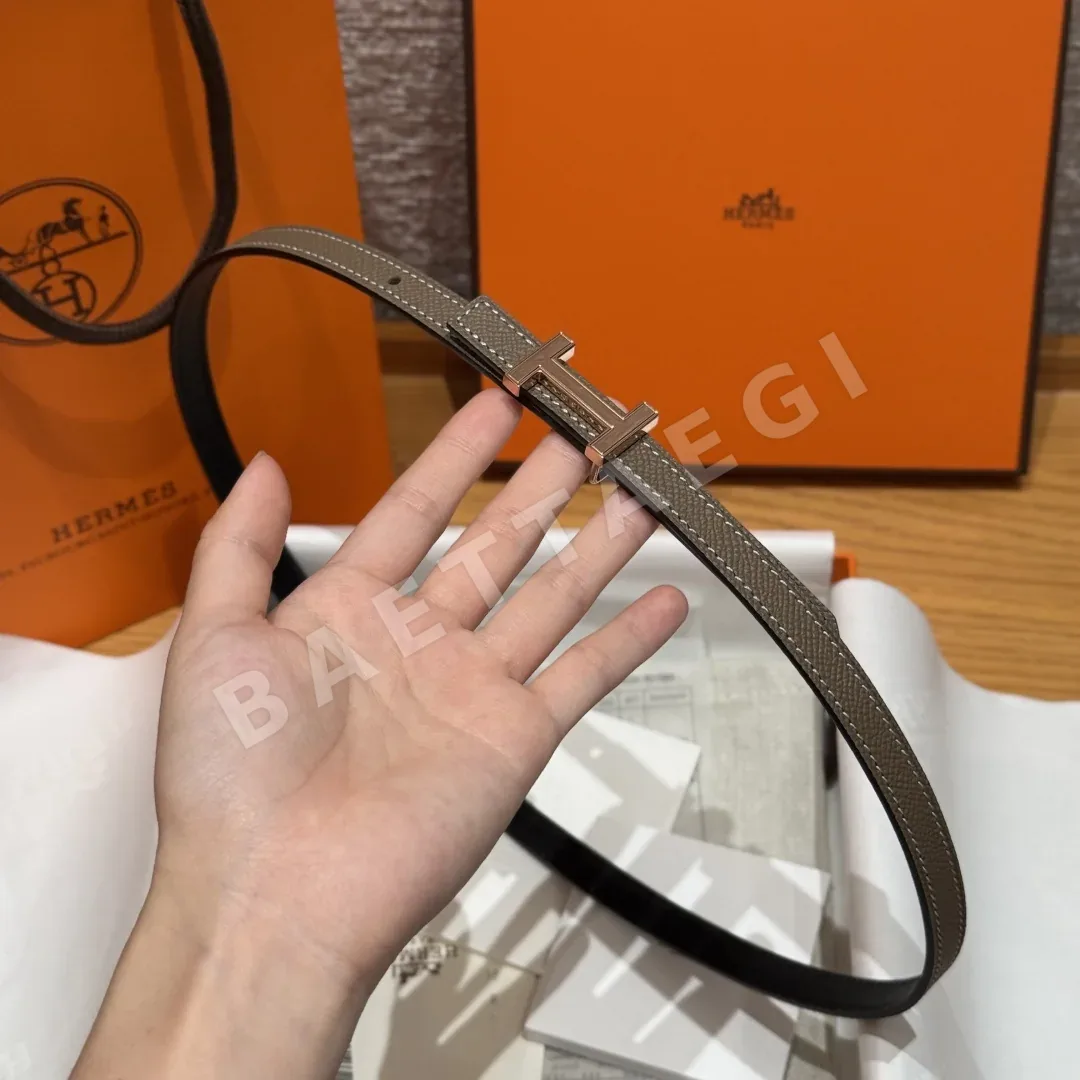 에르메스 미니 H 버클 양면 가죽 벨트 상세 이미지 5