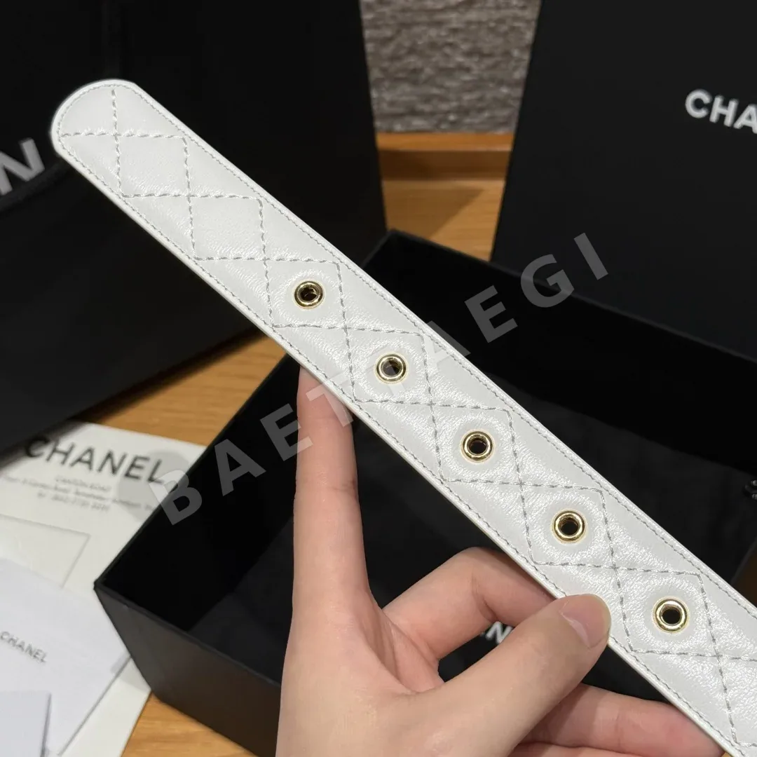 샤넬 더블 C 메탈 로고 램스킨 벨트 상세 이미지 8