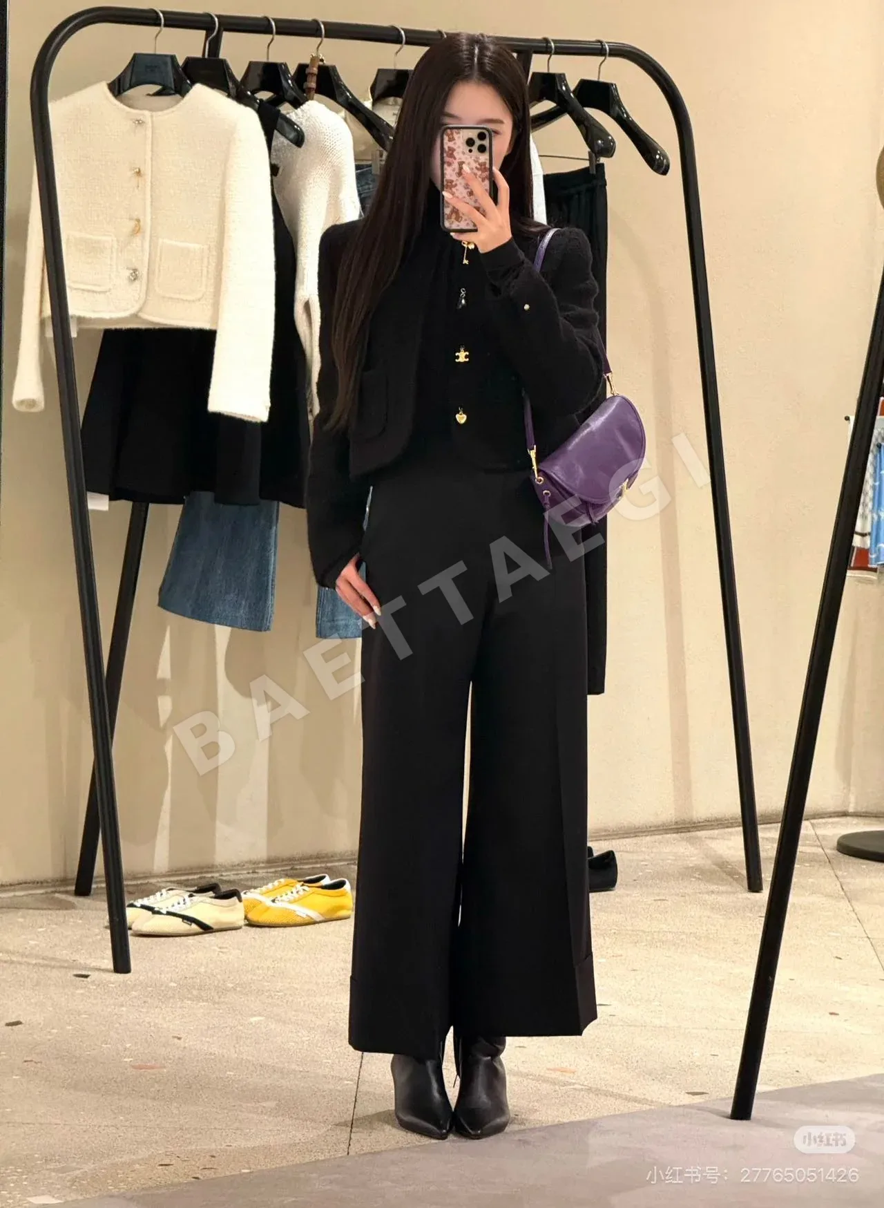 셀린느 라운드넥 트위드 울 여성 자켓 상세 이미지 2