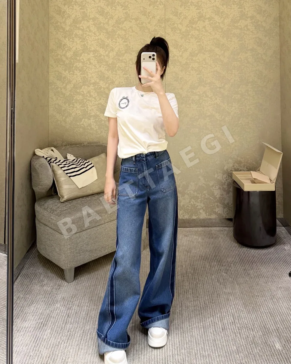 디올 화이트 코튼 자수 반팔 티셔츠 상세 이미지 8