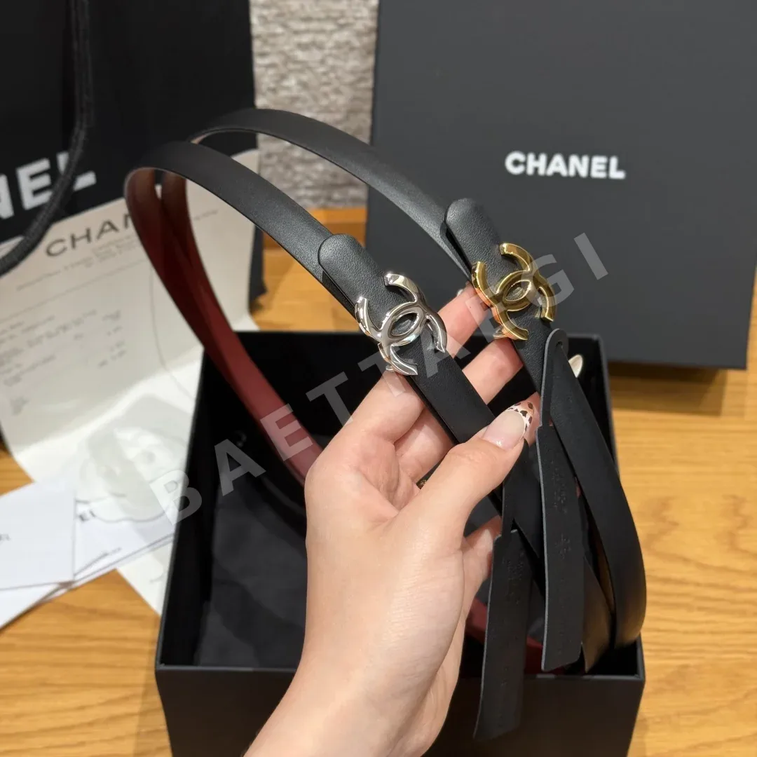 샤넬 금은 버클 양면 송아지가죽 벨트 상세 이미지 1