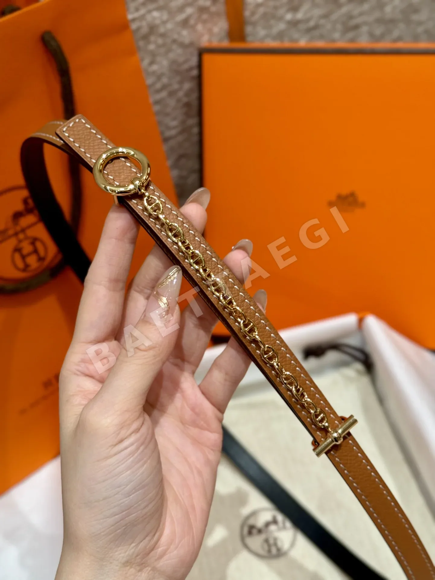 에르메스 팔라듐 도금 보석 장식 슬라이드 벨트 상세 이미지 4
