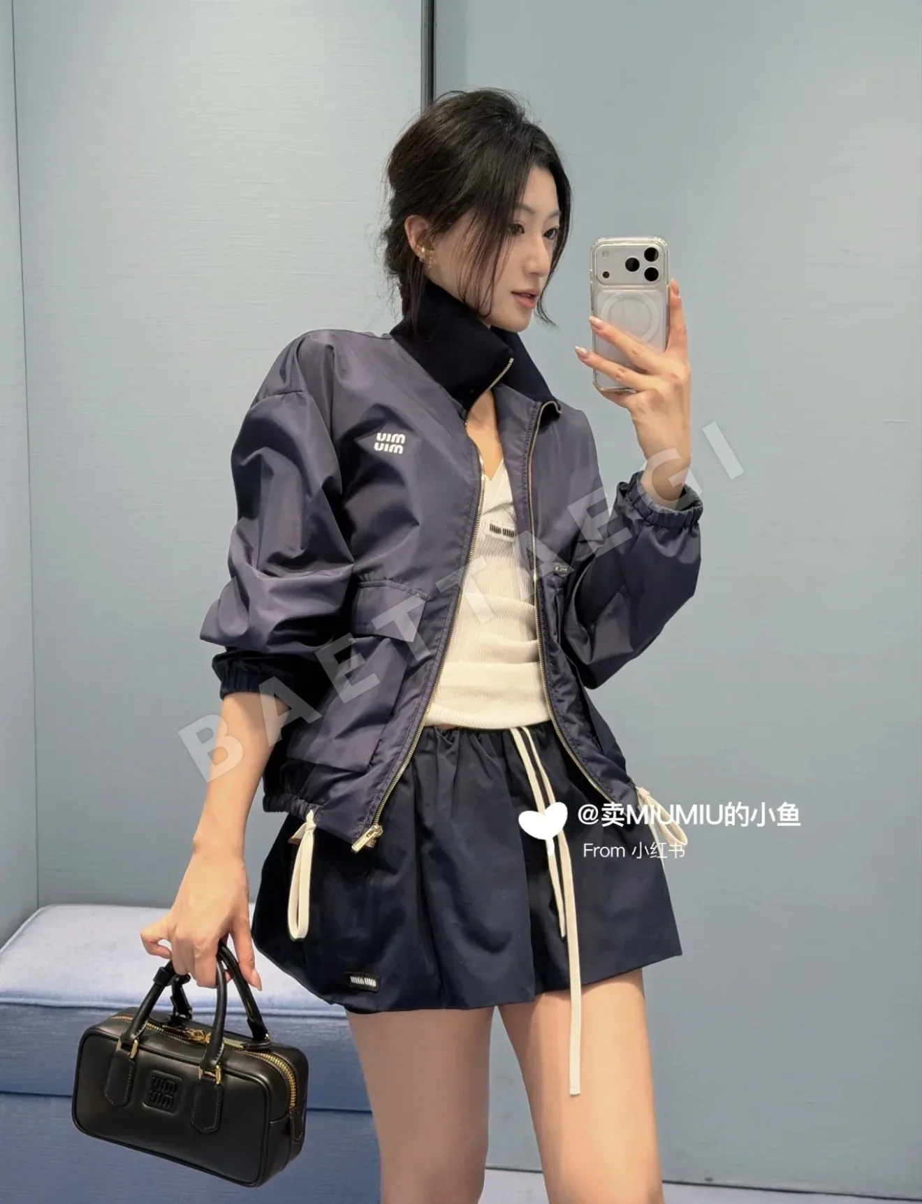 미우미우 네이비 워크웨어 나일론 자켓 상세 이미지 4