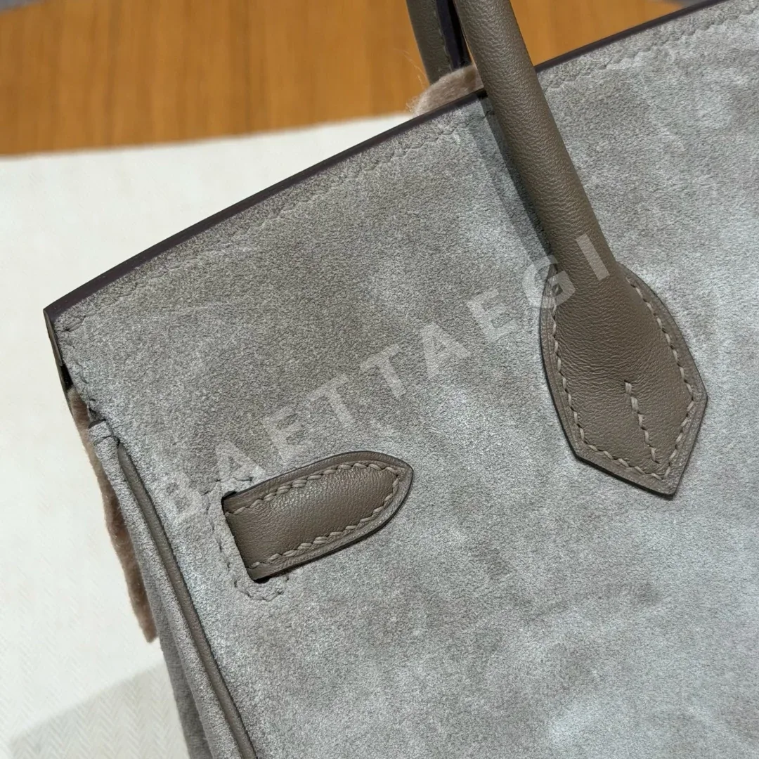 에르메스 버킨 25 페블 그레이 가죽 가방 상세 이미지 6