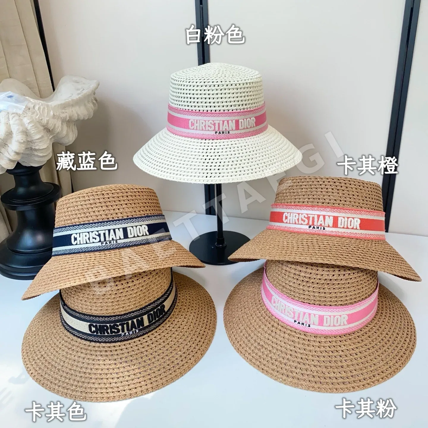 디올 자수 로고 린넨 밀짚모자 상세 이미지 12