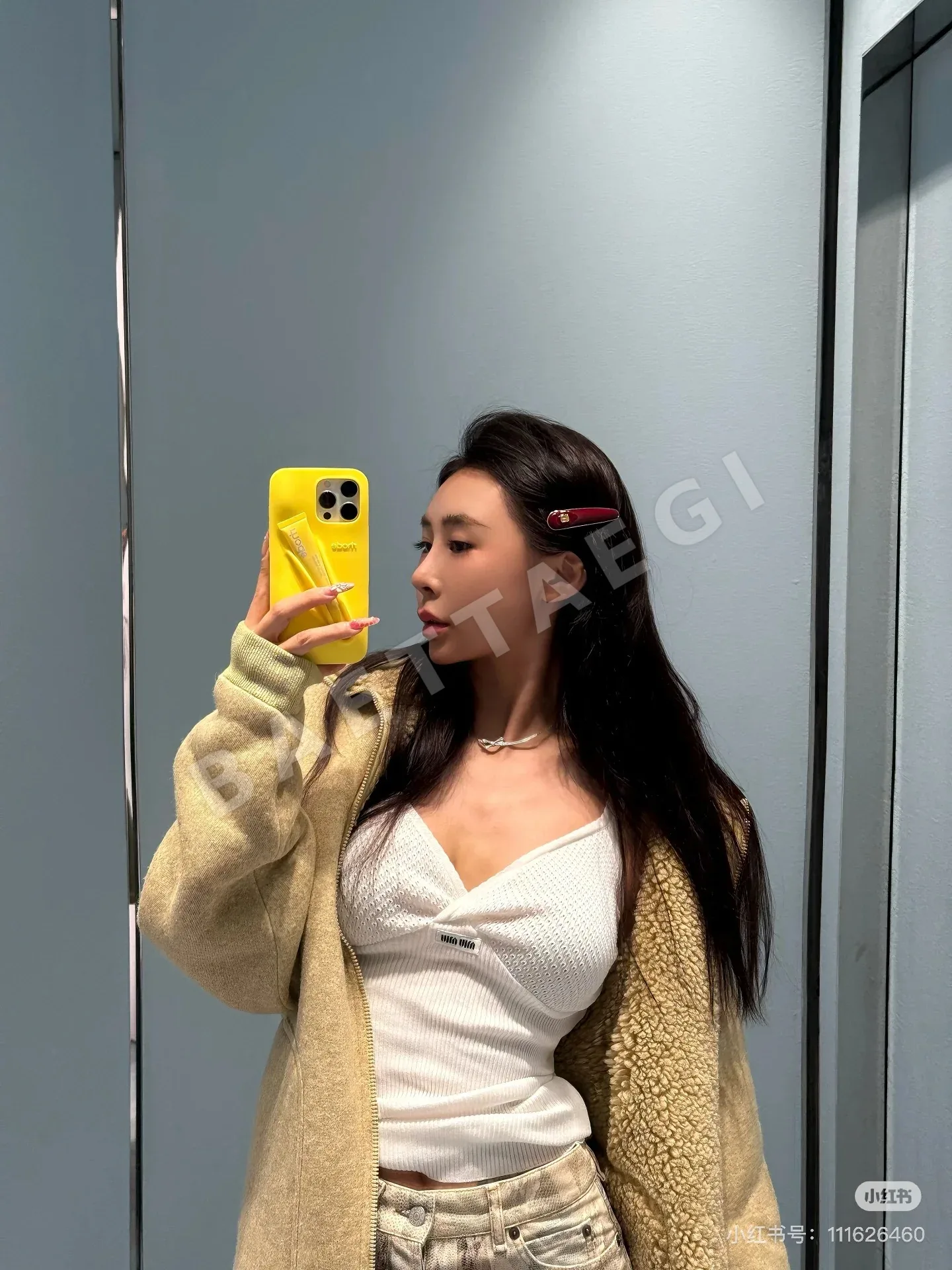 미우미우 레이스 장식 니트 반팔 티셔츠 상세 이미지 7