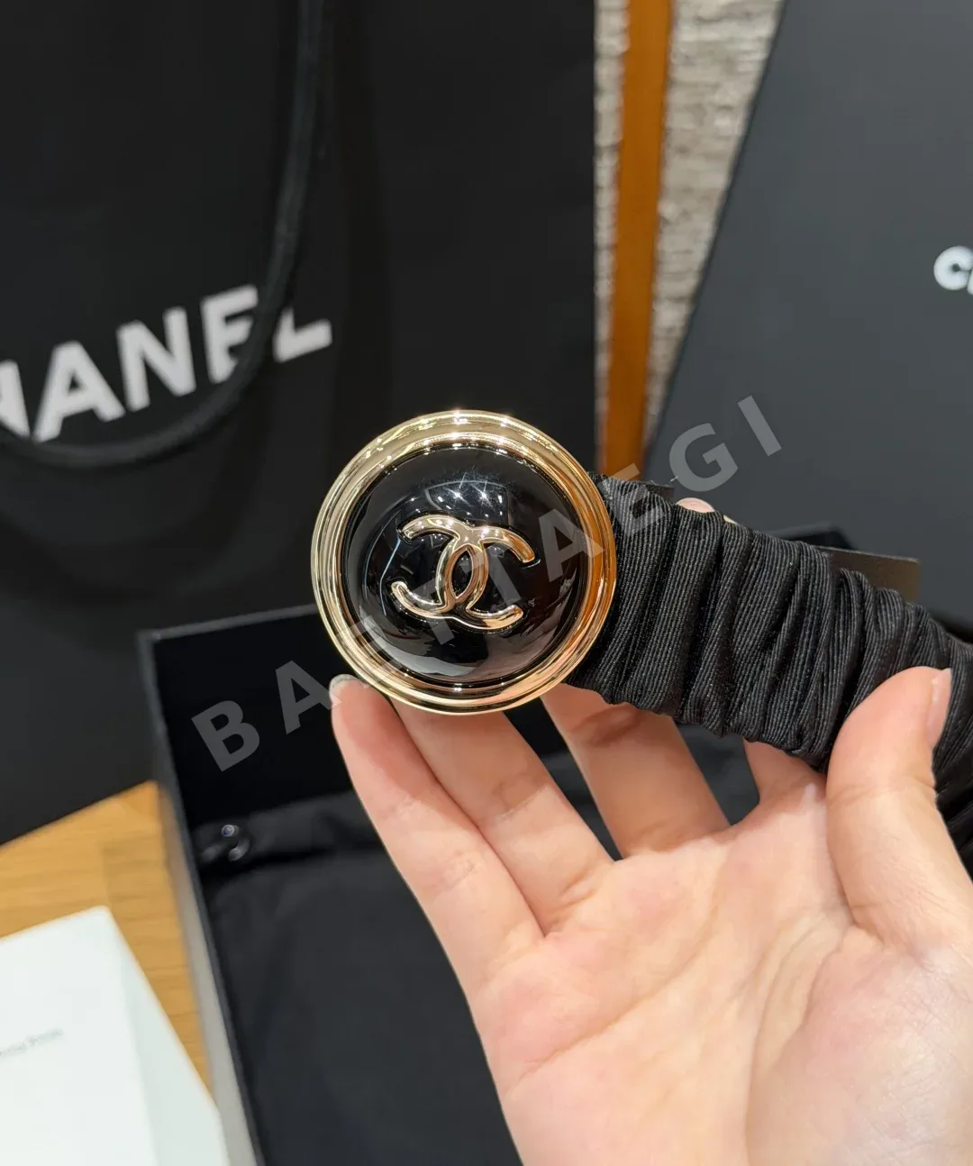 샤넬 플리츠 고무 더블 C 벨트 30mm 상세 이미지 2
