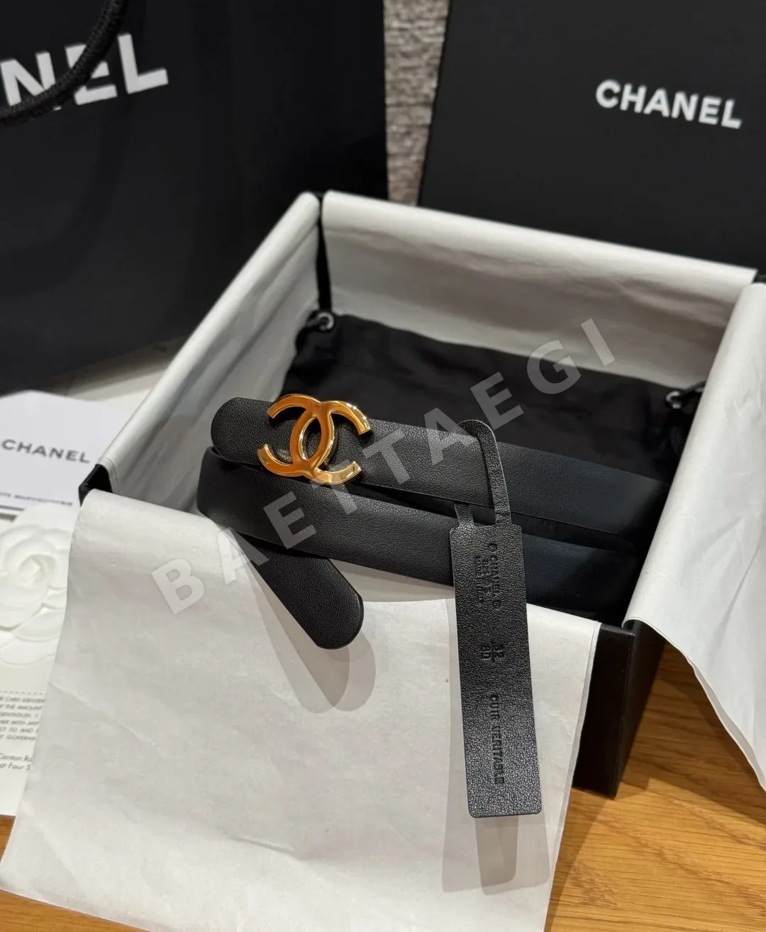 샤넬 타임리스 클래식 더블 C 카프스킨 벨트 174144
