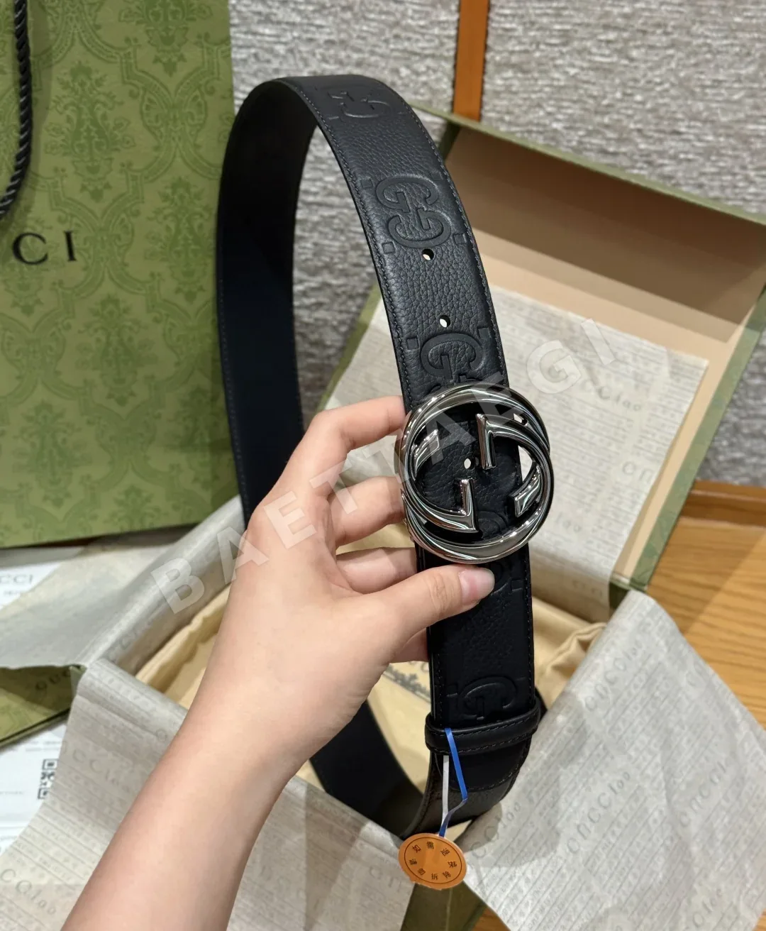 구찌 인터로킹 더블 G 송아지가죽 벨트 상세 이미지 3