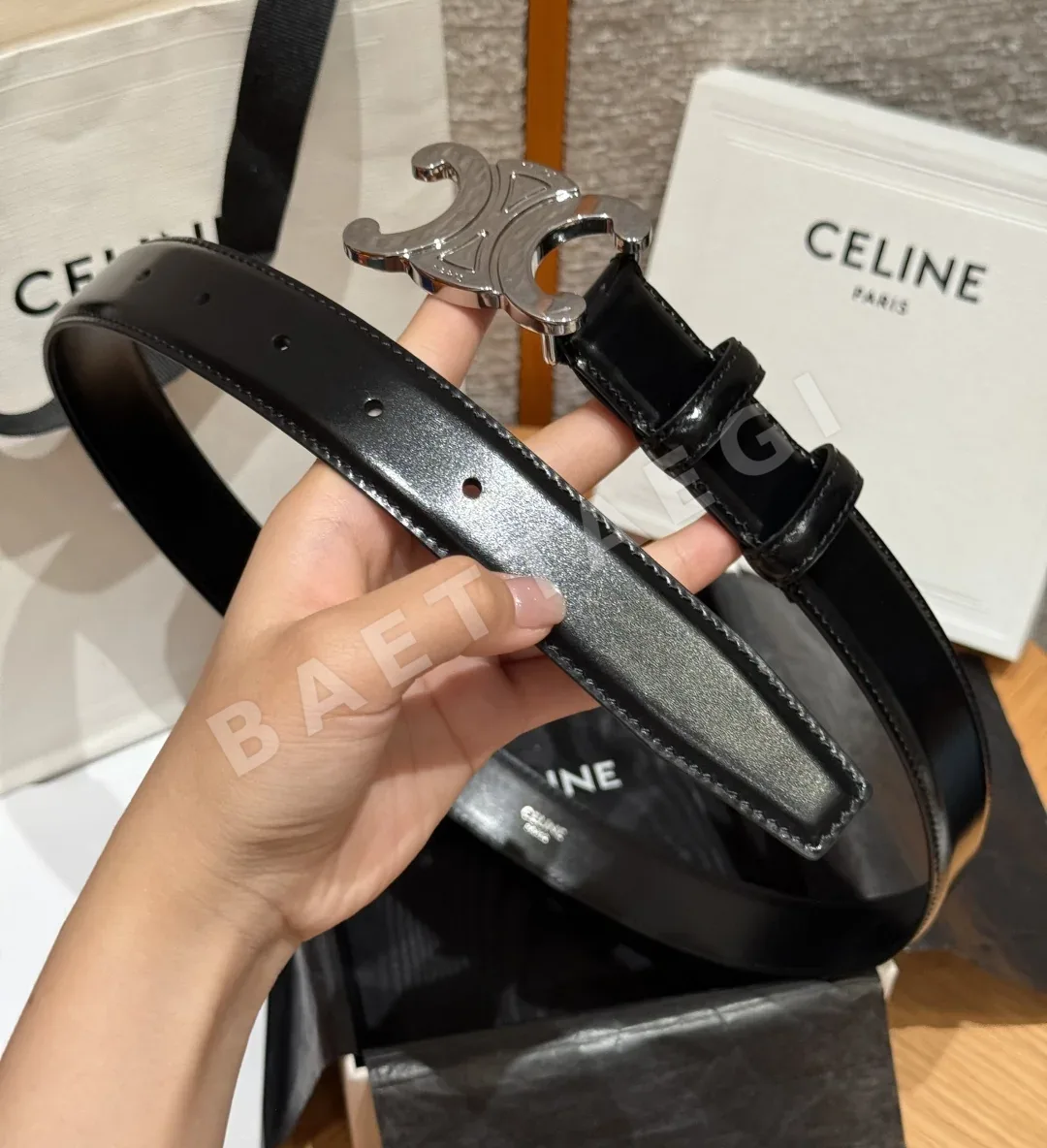 셀린느 개선문 빈티지 카프스킨 소가죽 벨트 상세 이미지 4