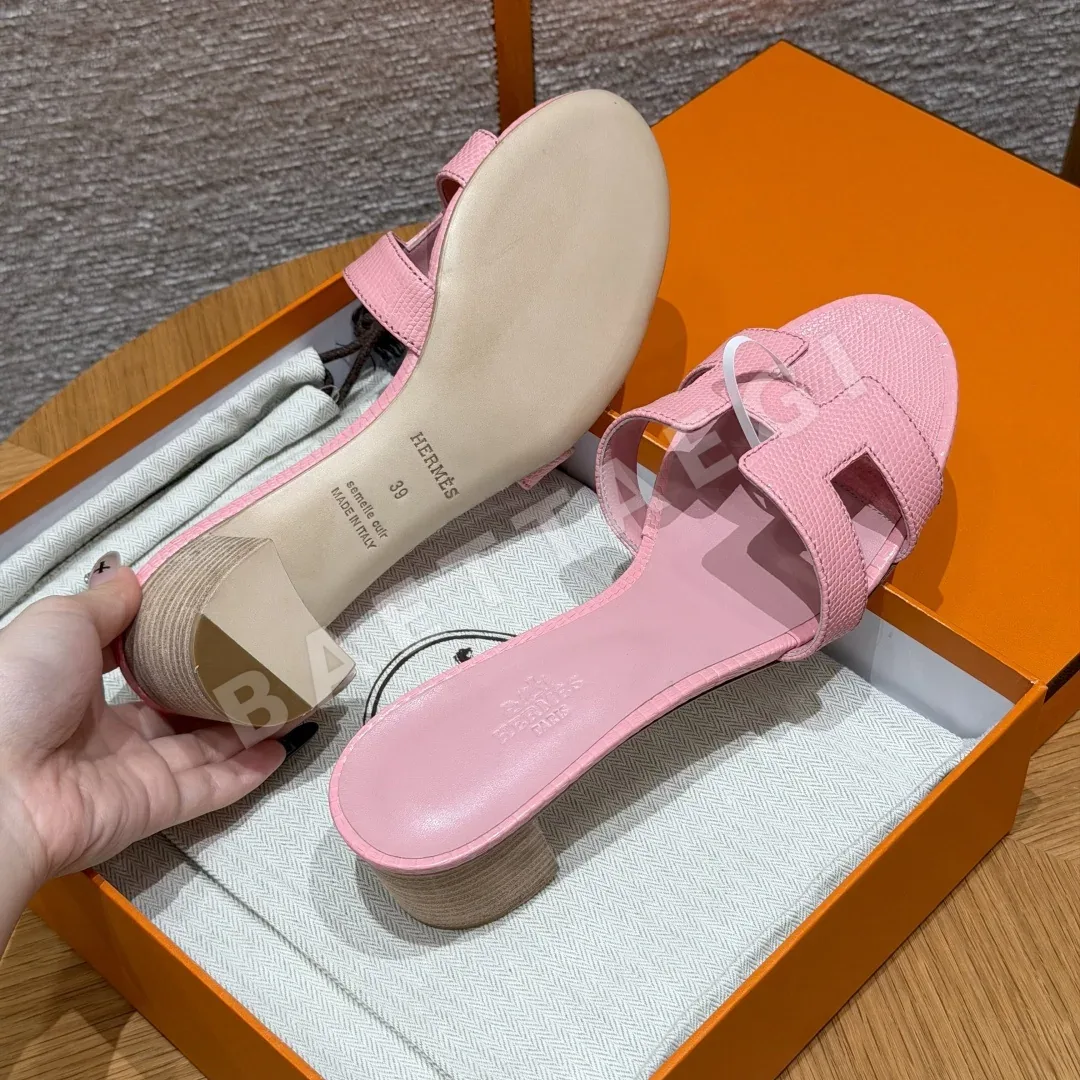 에르메스 오아시스 샌들 사쿠라핑크 도마뱀가죽 하이힐 상세 이미지 6