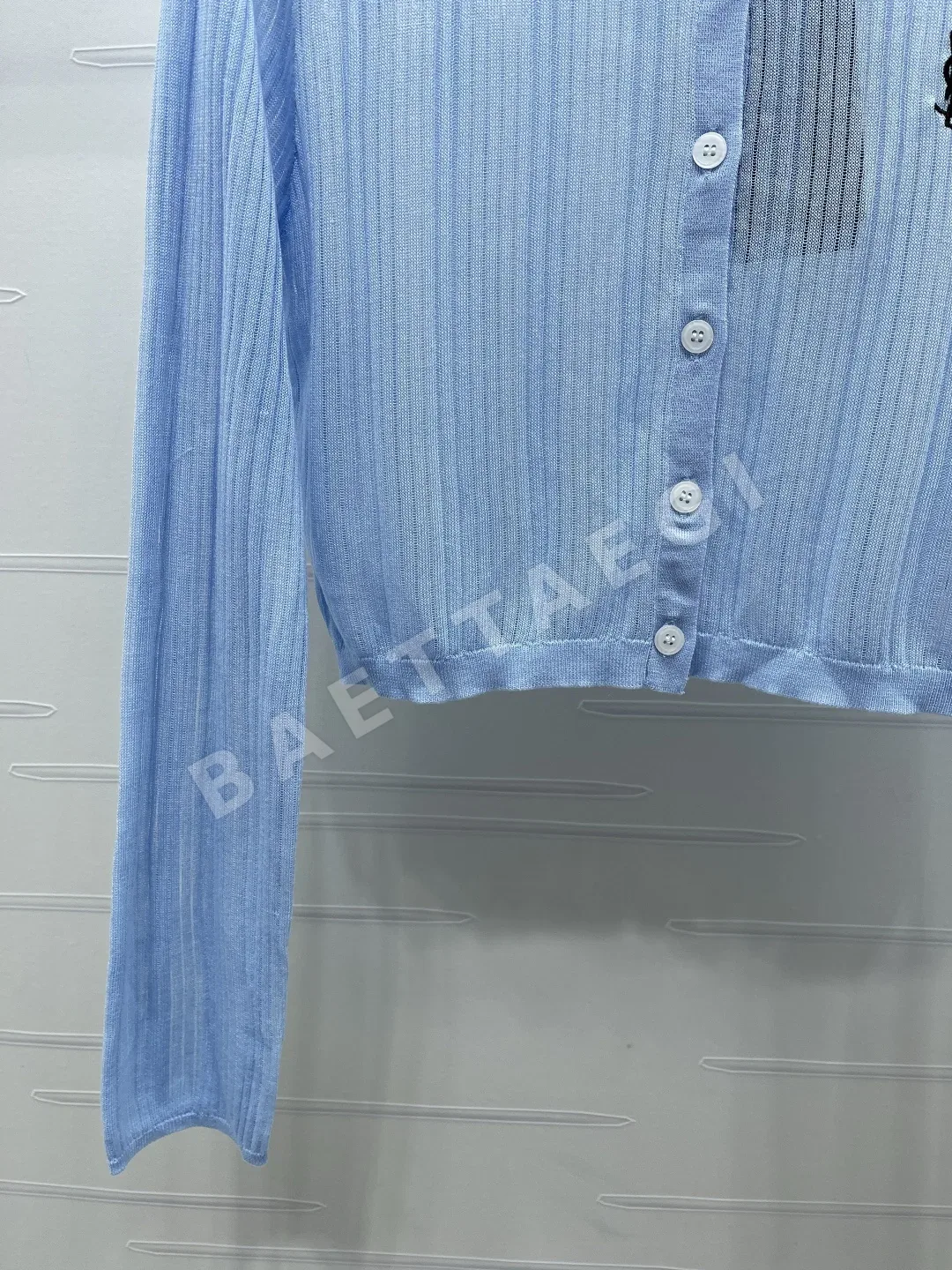 생로랑 세로 골지 로고 자수 크루넥 가디건 상세 이미지 5