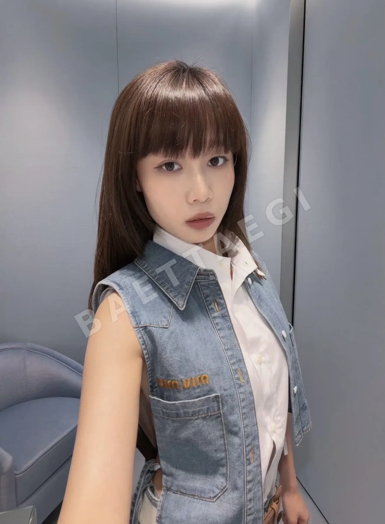 미우미우 데님 베스트 여성 민소매 101984