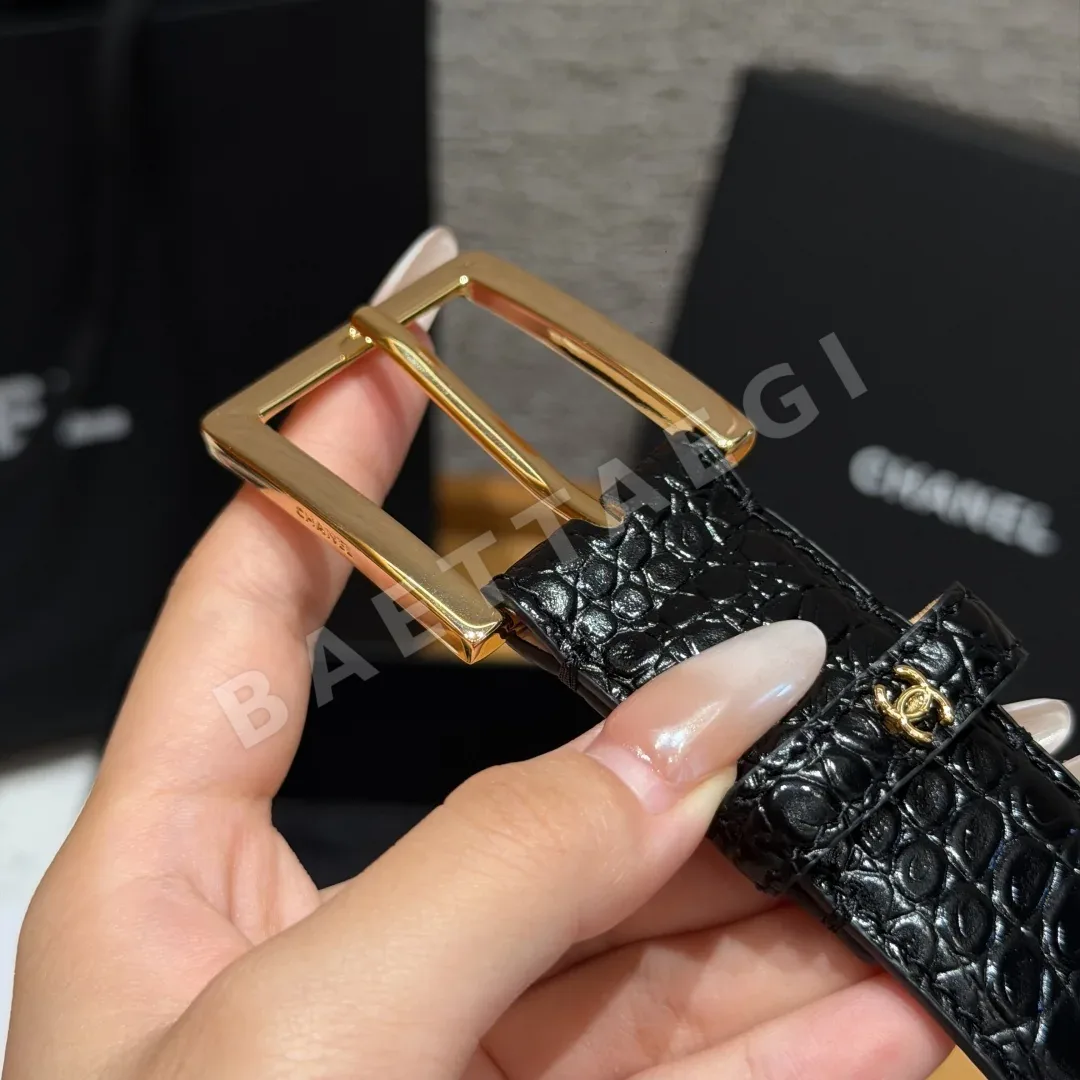 샤넬 크로커다일 패턴 가죽 벨트 30mm 상세 이미지 6