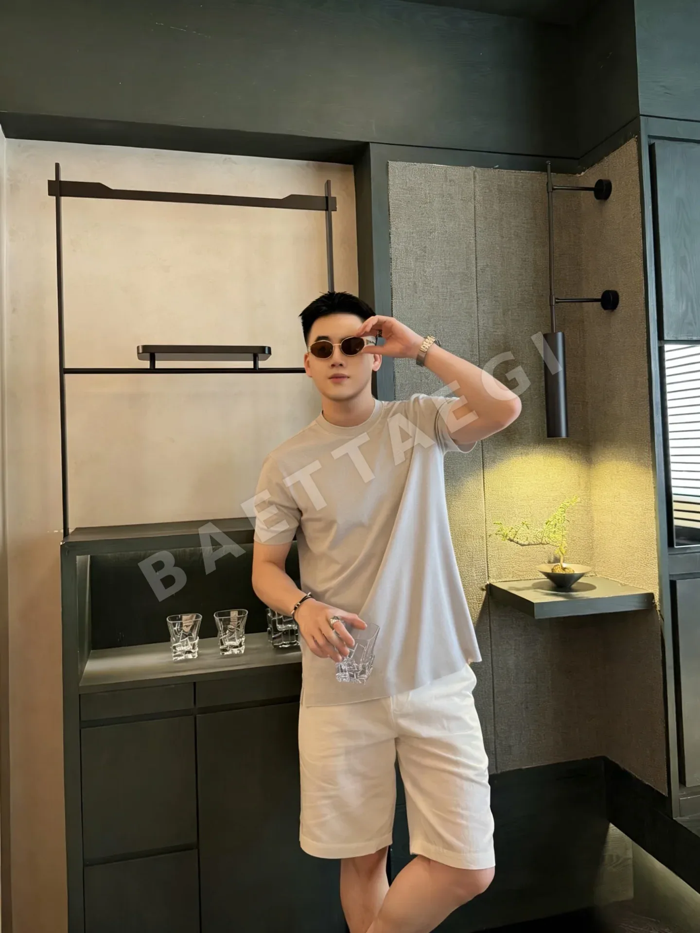 로로피아나 남성 아이스 실크 울 반팔 티셔츠 129643
