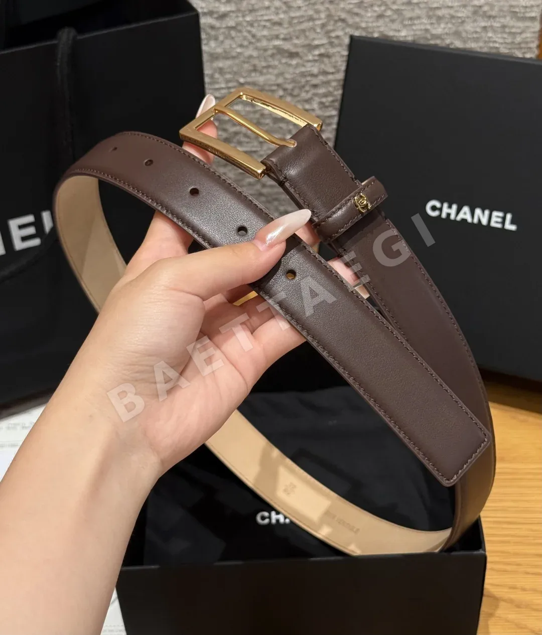 샤넬 가죽 사각 버클 벨트 상세 이미지 3