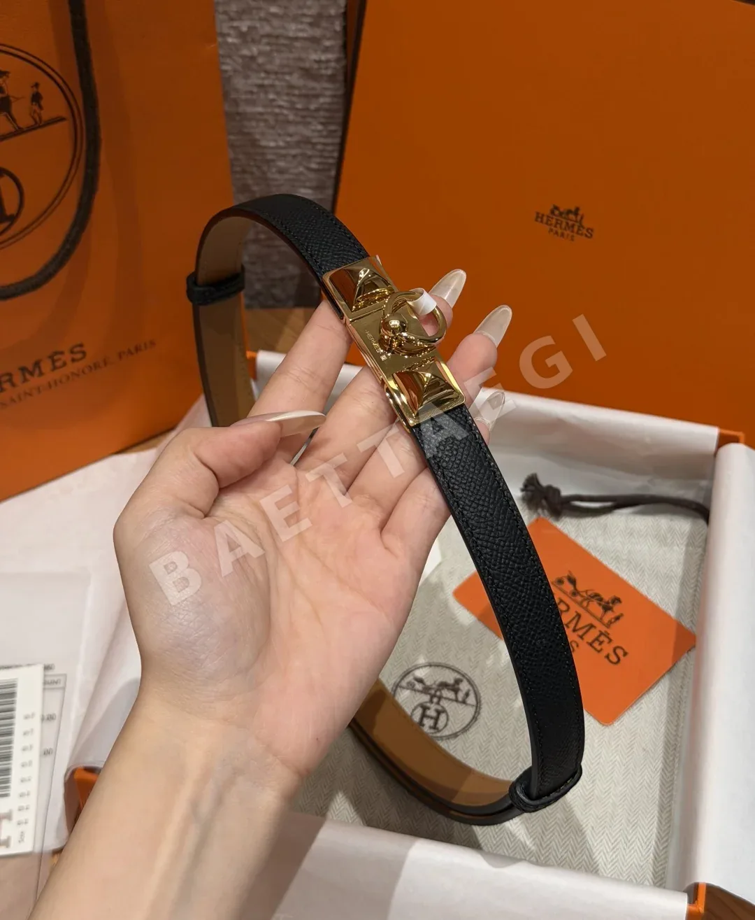 에르메스 H 버클 앱송 카프스킨 여성용 슬림 벨트 상세 이미지 2