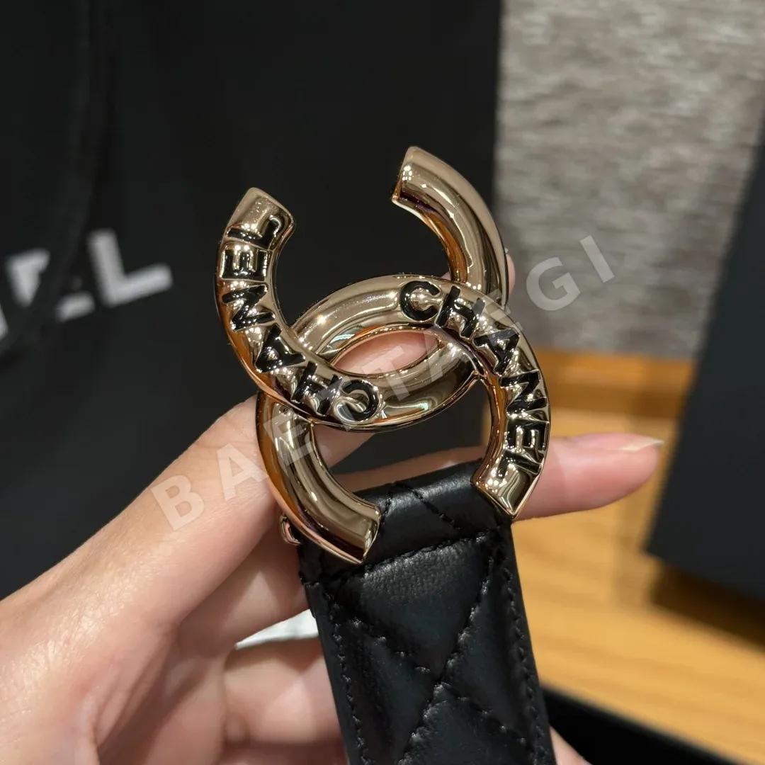 샤넬 더블 C 메탈 로고 램스킨 벨트 상세 이미지 6