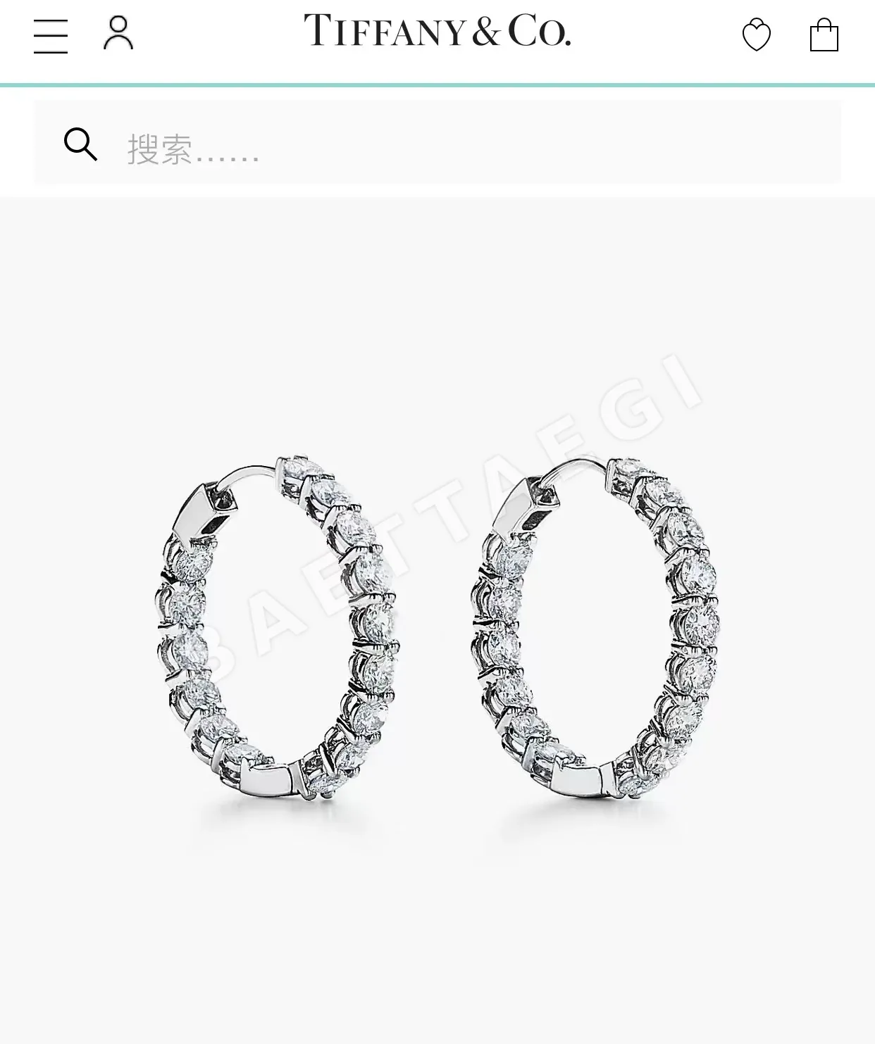 티파니 파베 다이아몬드 후프 귀걸이 상세 이미지 2