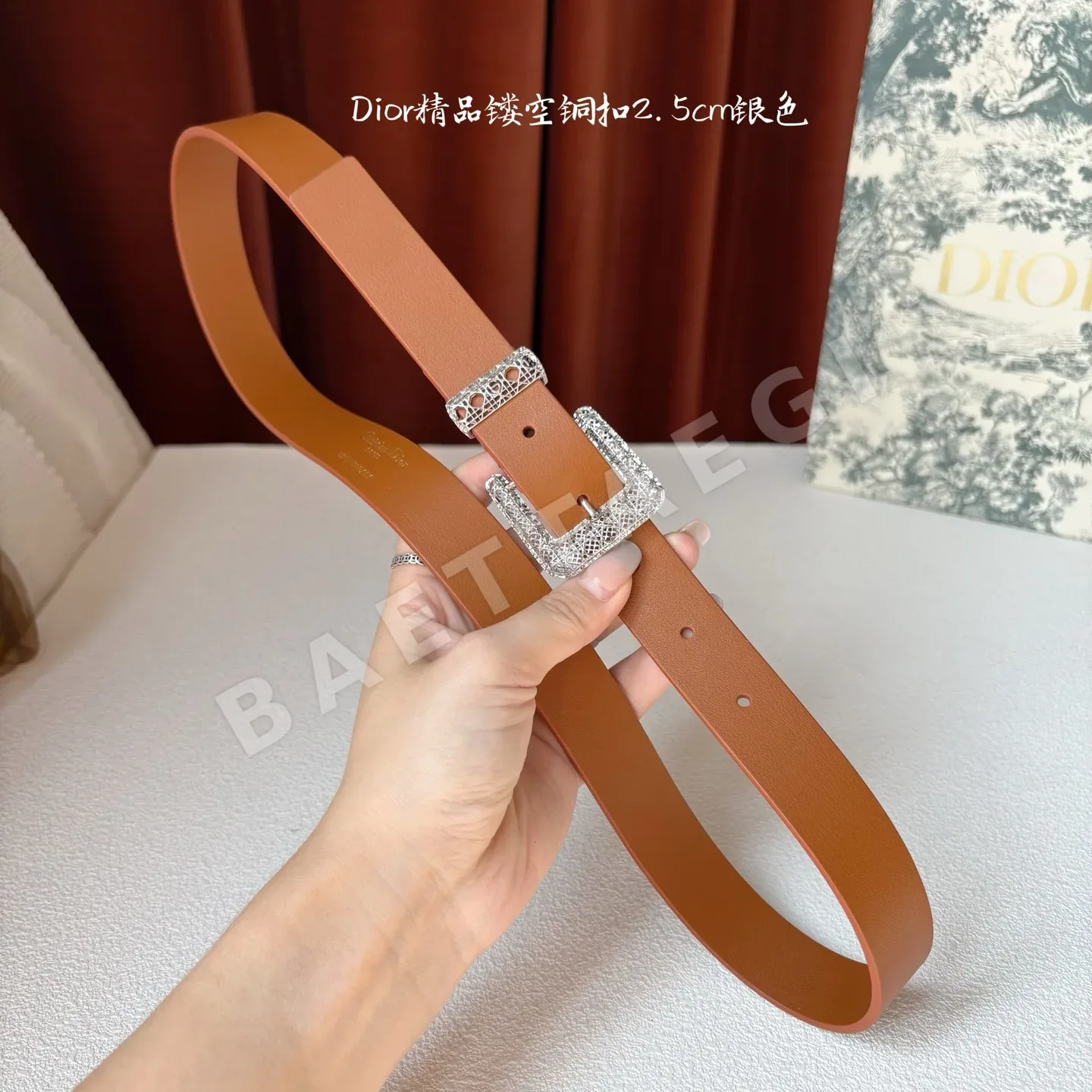 디올 카나쥬 메탈 버클 송아지가죽 벨트 상세 이미지 6