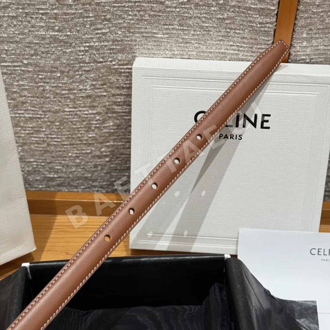 셀린느 트리옹 가죽 라운드 버클 18mm 벨트 상세 이미지 7