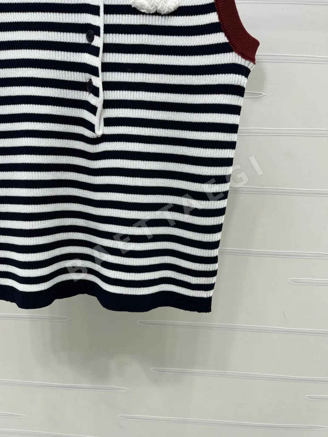 샤넬 울 크루넥 반팔 니트 베스트 상세 이미지 6