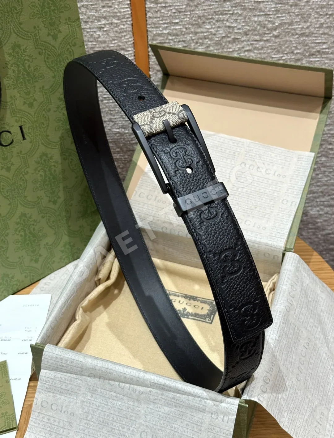 구찌 GG 엠보스 가죽 벨트 상세 이미지 3