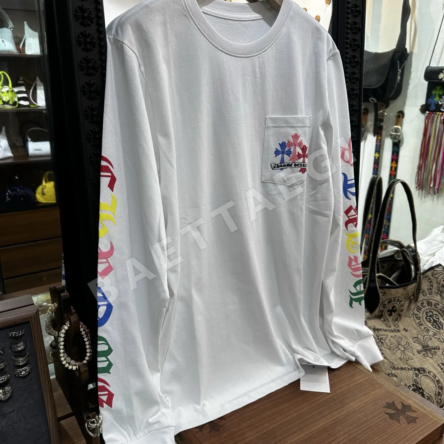 크롬하츠 컬러풀 크로스 남성 긴팔 티셔츠 상세 이미지 1