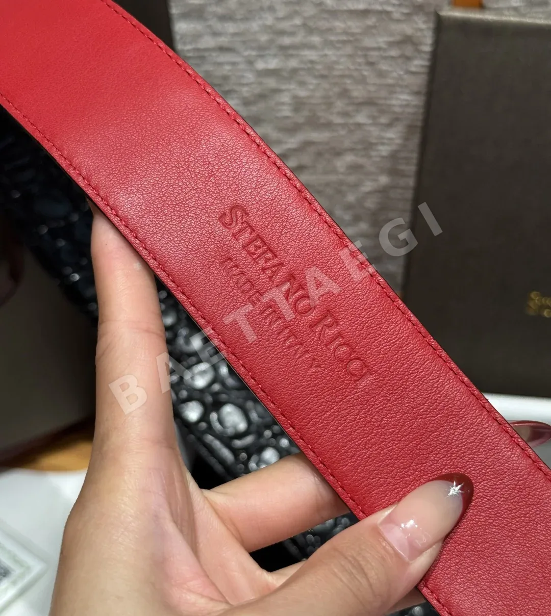 스테파노리치 다이아몬드 장식 양면 소가죽 벨트 상세 이미지 8
