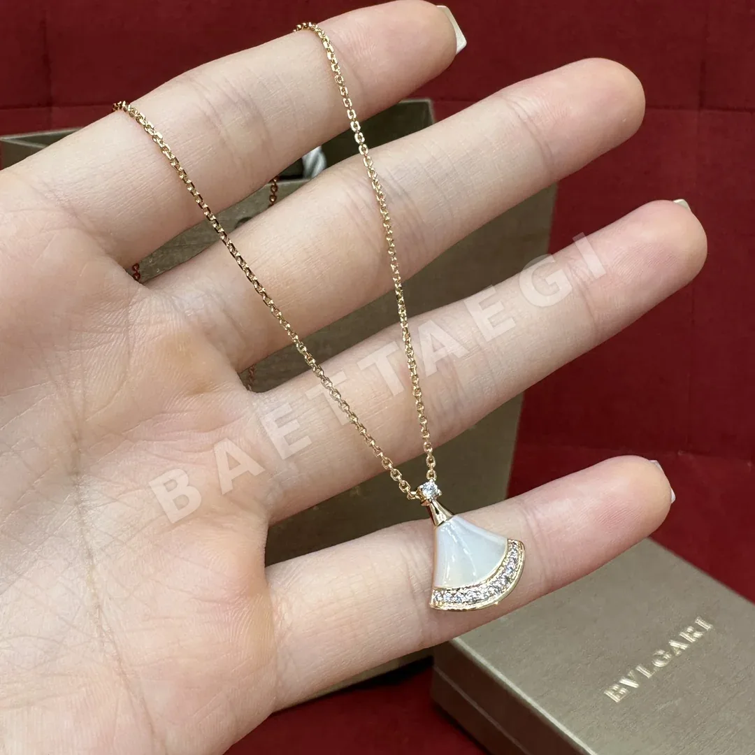 불가리 다이아몬드 팬 진주 장식 목걸이 178638