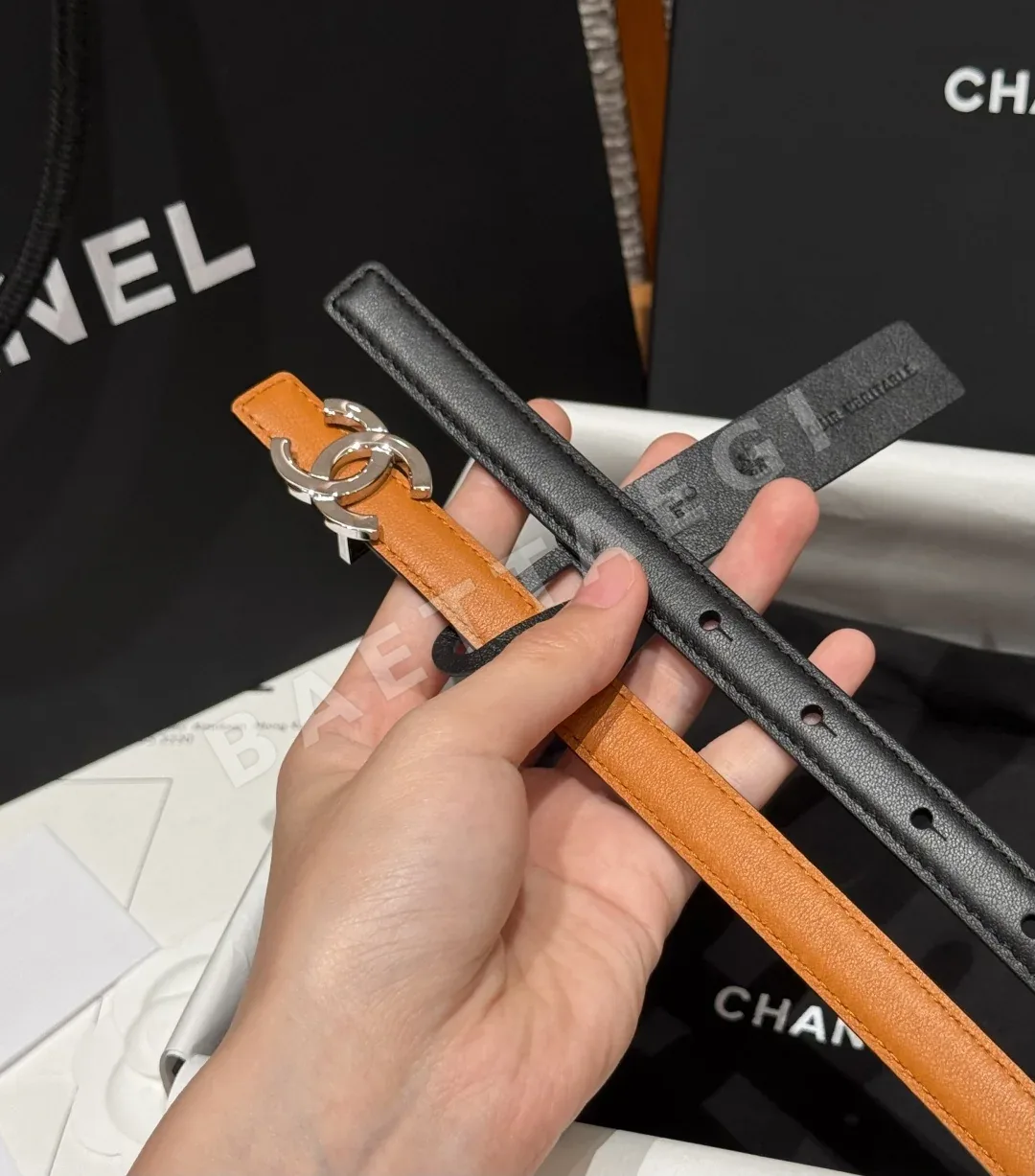 샤넬 더블 C 버클 가죽 벨트 상세 이미지 8