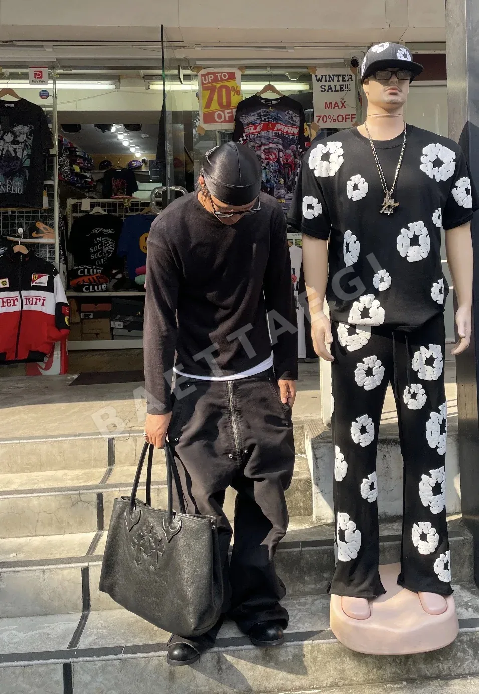 크롬하츠 블랙 쓰리크로스 패치워크 토트백 상세 이미지 6