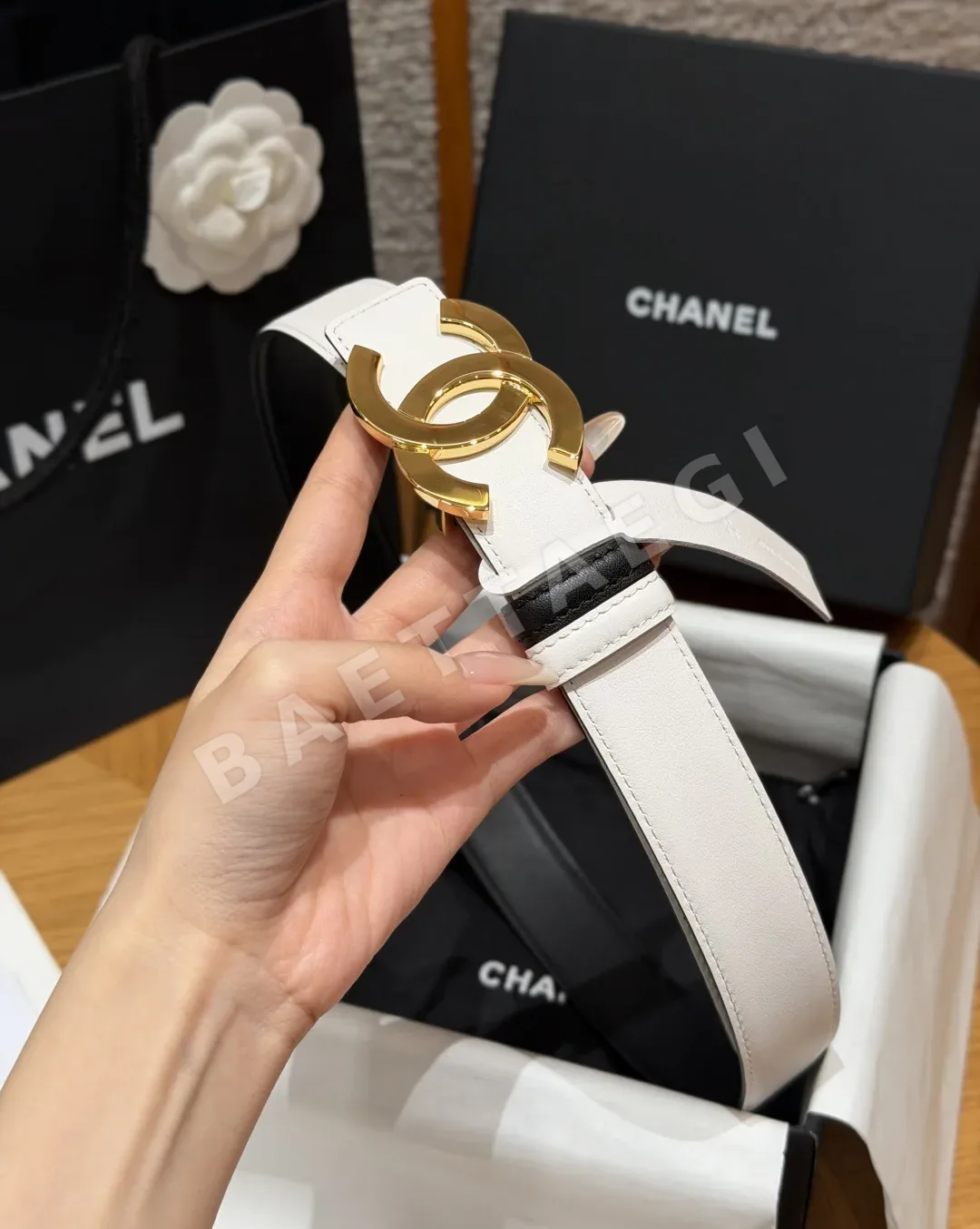 샤넬 더블 C 버클 가죽 벨트 상세 이미지 4