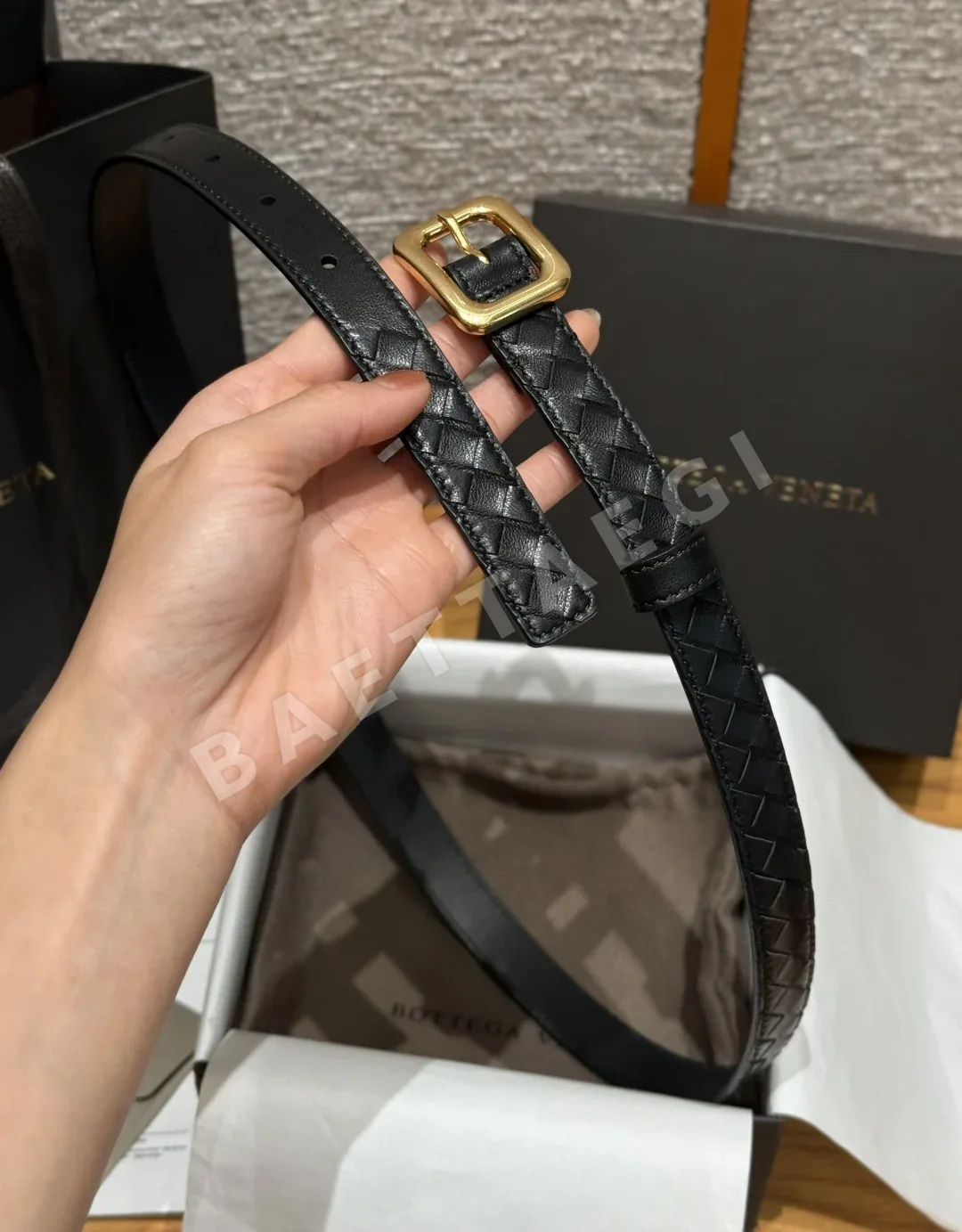 보테가베네타 피코탄 인트레차토 소가죽 벨트 20MM 상세 이미지 6
