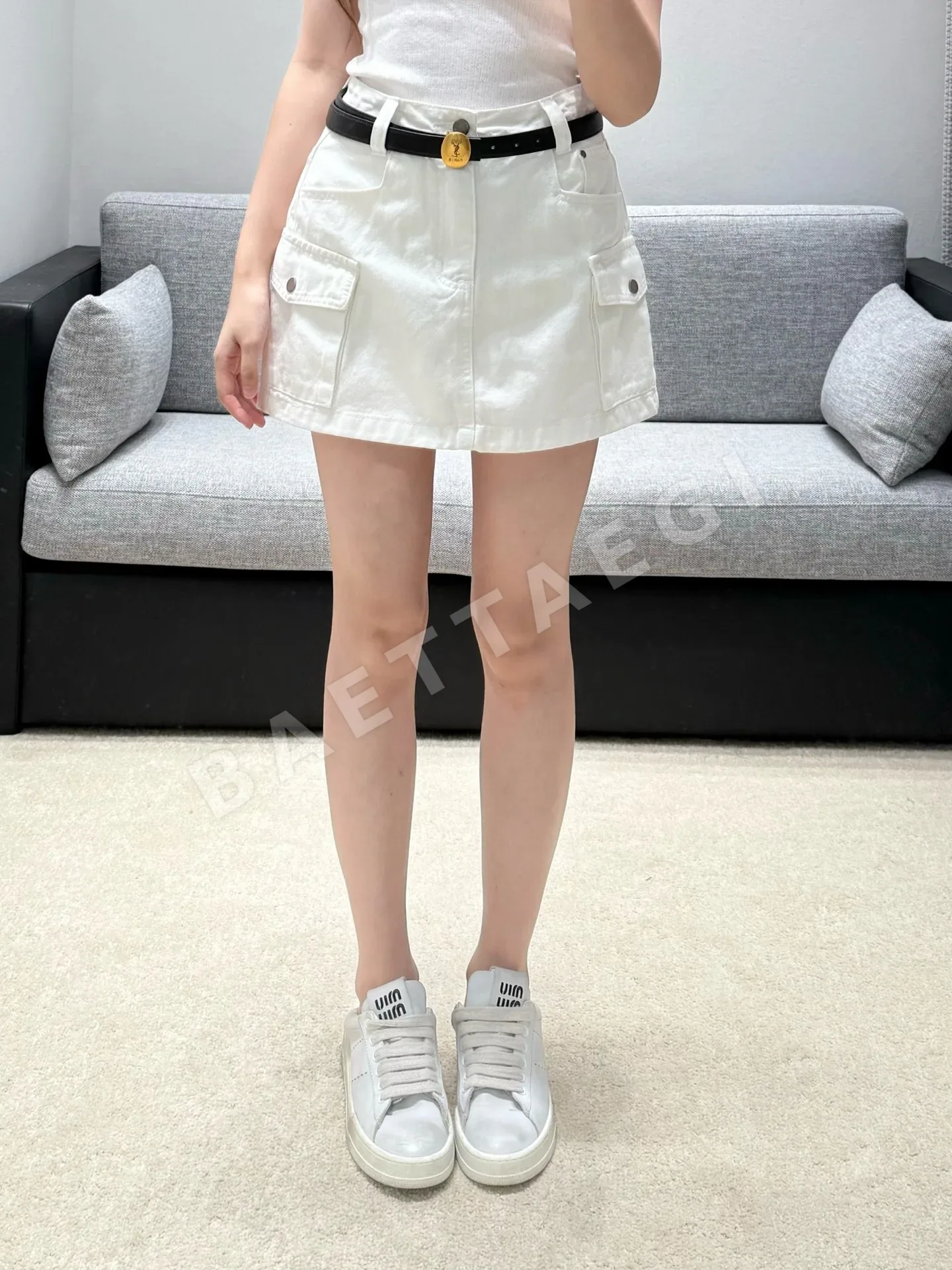 생로랑 코튼 미니스커트 138657