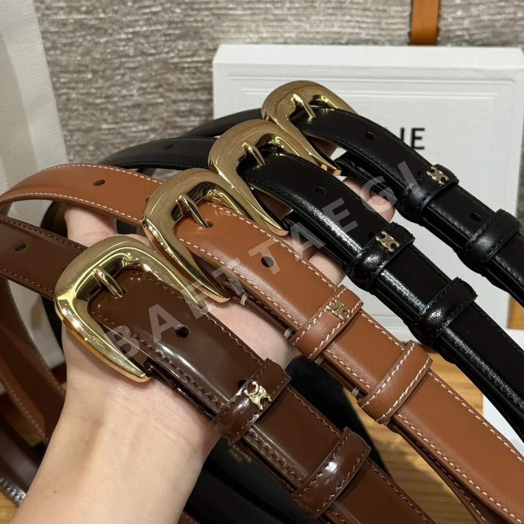 셀린느 부드러운 소가죽 골드 로고 벨트 상세 이미지 2
