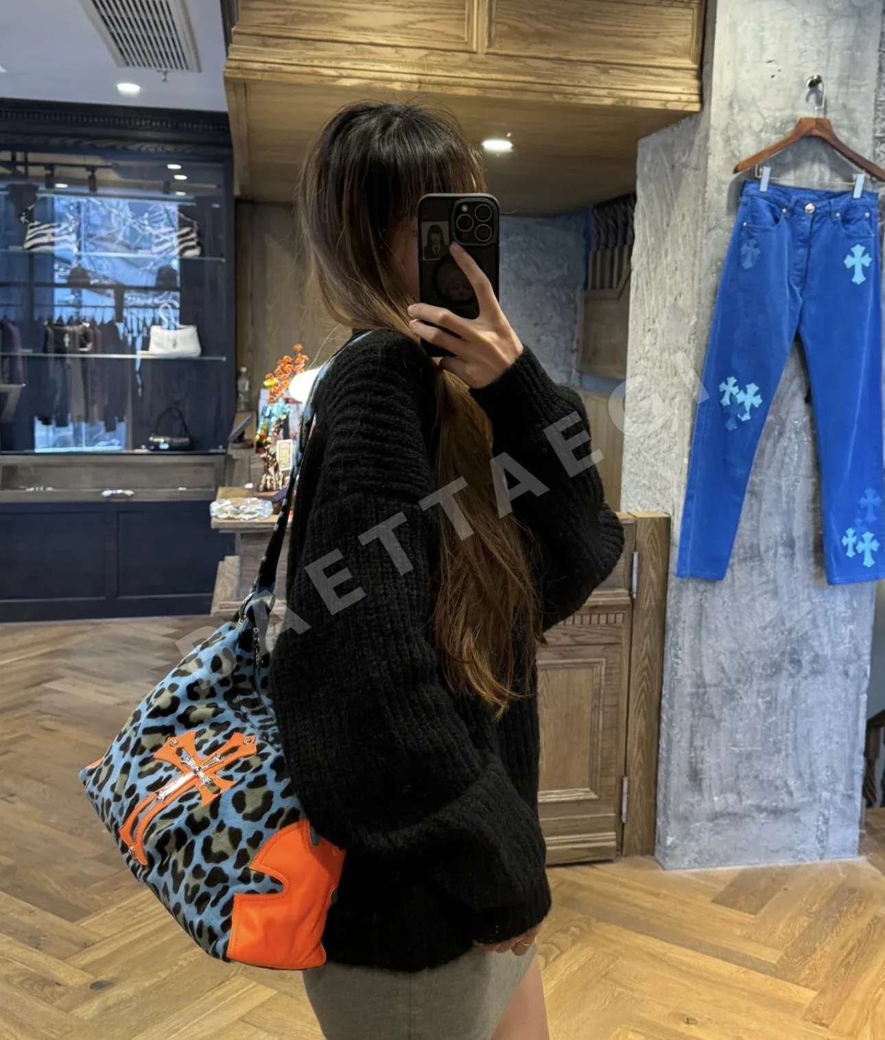 크롬하츠 블루 레오파드 패턴 리틀 라이언 가방 상세 이미지 13