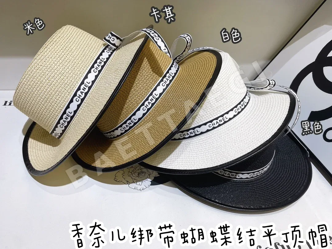 샤넬 나비넥타이 밀짚 모자 82166