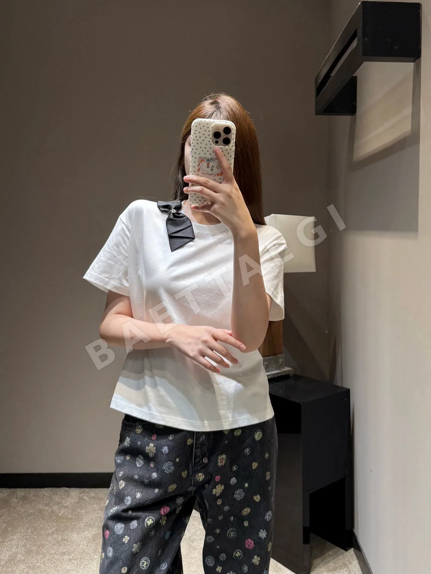 디올 여성 반팔 티셔츠 리본 장식 92348