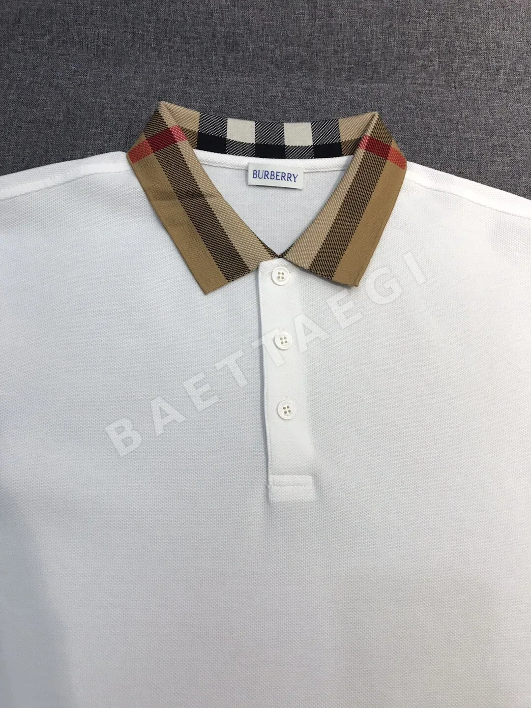 버버리 메시 피케 카라 남성 반팔 셔츠 상세 이미지 4