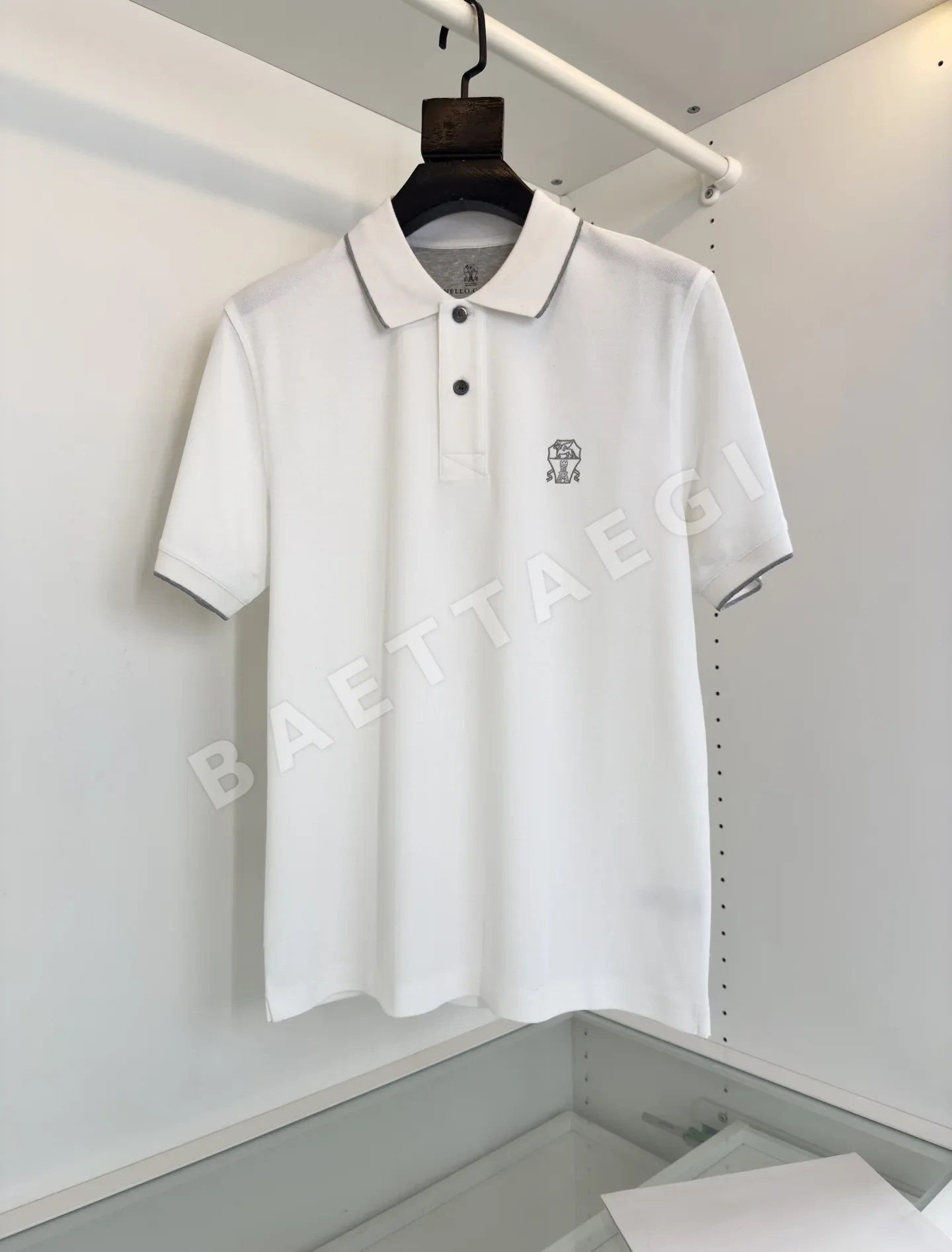브루넬로쿠치넬리 자수 슬림핏 반팔 폴로셔츠 23546