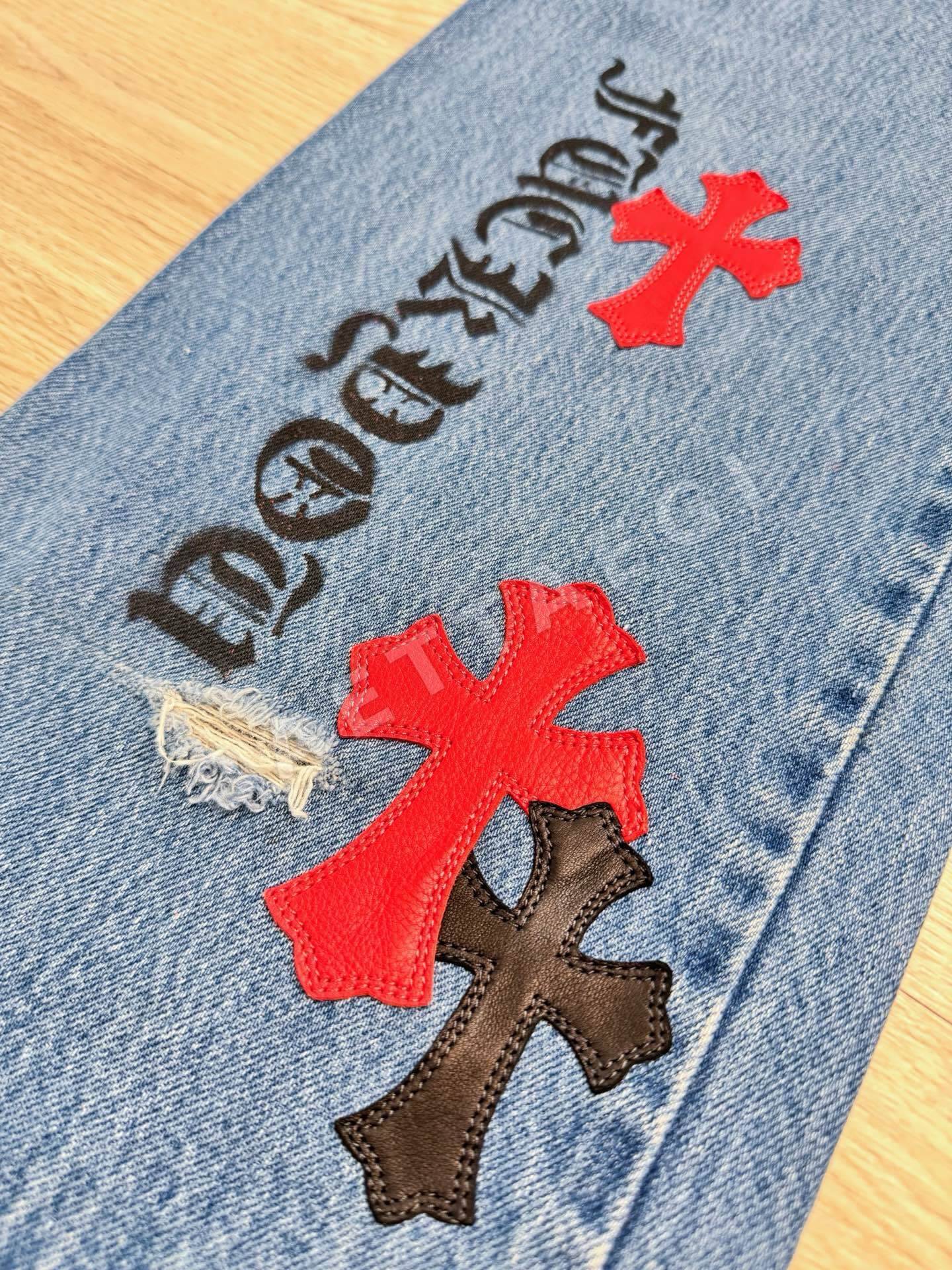 크롬하츠 그래피티 천연가죽 남성 바지 상세 이미지 8